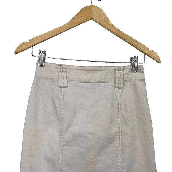 Holding Horses Denim Midi Skirt Side Slit Lace Up Corset Detail Off White Size 0 - Picture 4 of 9